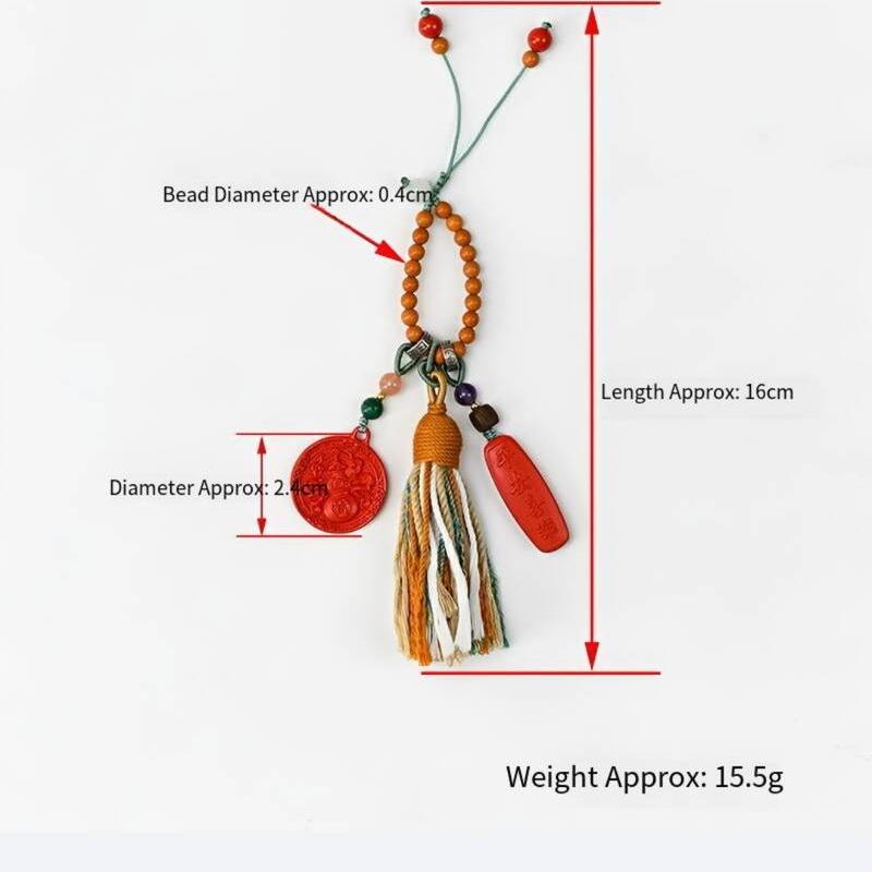 Natural Cinnabar Gourd Keychain - Red Sand "Rain" Pendant for Good Luck&Peace | Feng Shui Car Charm